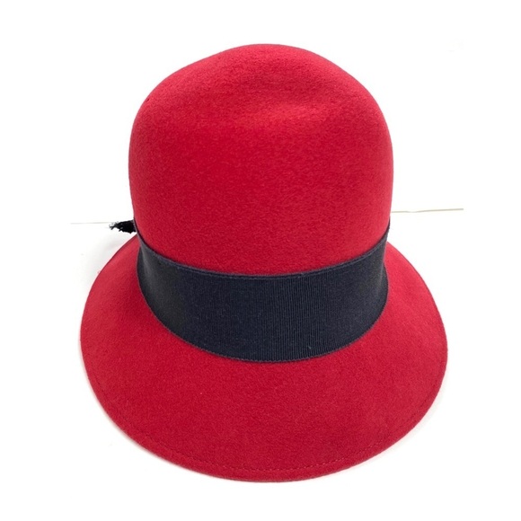 BLOOMINGDALE’S Vintage Felt Classic Cloche Hat in Red - Picture 6 of 9